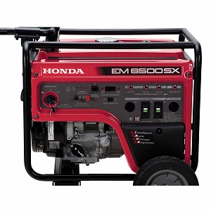 Honda EU6500SX 6500 watt quiet portable inverter generator with electric start for power outage use.