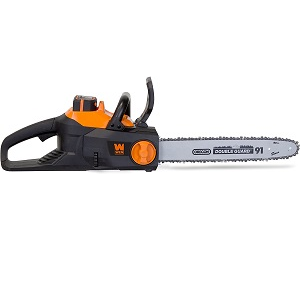 WEN 40V Max Lithium Ion 16 Inch Battery Powered Chainsaw with Battery and Charger for all your home yardwork cleanup. No cord on this chainsaw to tangle, trip over or accidentally cut, no emissions.  Just ligtweight and easy to start cordless chainsaw that you will enjoy using. 