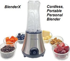 BlenderX Cordless Portable Travel Blender - perfect for blending smoothies while camping, tailgating, while around your pool areas. Make shakes for the kids with your BlenderX for them to enjoy.