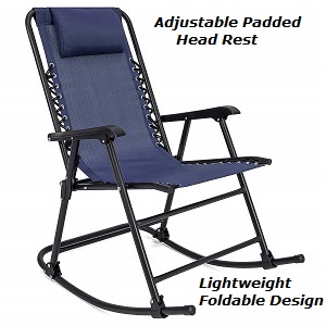 Blue Camping Rocking Chair for Outside Porch.