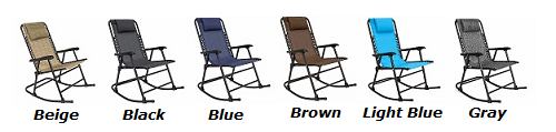 6 Additional Colors of Camping Portable Folding Rocking Chairs for an Outside Porch. Relax and enjoy some time just rocking too and fro in your comfortable and nicely colored folding rocking chair.