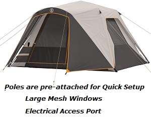 Bushnell Shield Series 6 Person Instant Cabin Tent with 72 inch center height.