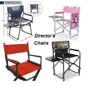 Combination of Camping Directors Chair with Cup Holder and Side Table.