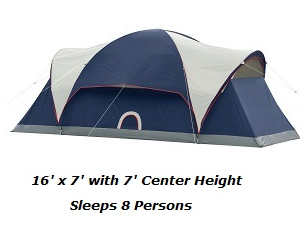 Coleman Elite Montana 8 Person Tent with Hinged Door, LED Light, Tall Center Height and WeatherTec System.