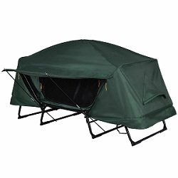 Camping tent cot, foldable, dlevated.