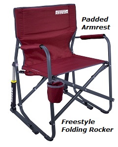 Kamp-Rite Director's Heavy Duty Outdoor Freestyle Rocker Folding Camp Chair Lightweight that rocks with Side Table and Cooler, Blue. Nice folding rocking beach chair, camping or deck rocker lightweight. Rock under a nice shade tree at home or while on your camping trip.