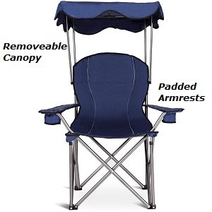 GoPlus Fishing Camping Beach Picnic Outdoor Portable Chair with Cup Holders, Canopy, Padded Armrests and Carry Bag. 