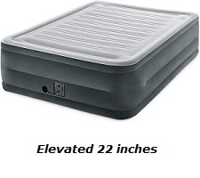 Intex Queen Raised 22 inch Elevated Double Height Downy Airbed Mattress Beds Inflatable Blow Up Airbeds with a Built-in Pump, good for winter camping. This raised downy inflatable airbed is engineered with dual chamber construction.