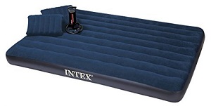 Comfy Intex Queen 600 lb. capacity Classic Downy Inflatable Airbed Set. You can't go wrong with the Intex Single High Queen Classic Air Mattress Blow Up Bed with a Hand Pump and 2 inflatable pillows for tent camping also.