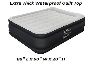 King Koil Queen Size Luxury Raised Air Mattress - Best Inflatable Airbed with Built-in Pump - Elevated Raised Air Mattress with Quilted Top.