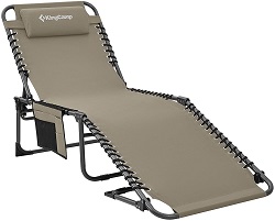 Adjustable KingCamp Cots with 250 lbs weight capacity.