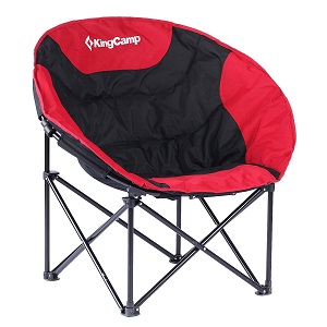 KingCamp Saucer Folding Moon Outside Camping Leisure Chairs Padded Round Portable Stable Legs with Carry Bag for Adults and Teens. These folding moon camp chairs have a heavy duty sturdy frame and support 264 lbs. in weight capacity.
