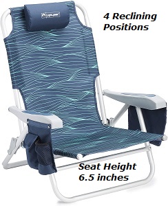 Lightspeed Outdoors Reclining Beach Chair - Perfect Sit Low and Comfortable Reclining Beach, Concert Seat. 