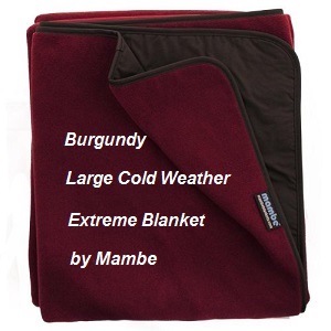 Burgundy Cold Weather Mambe Extreme Waterproof / Windproof Blanket for Camping, Sports Events.