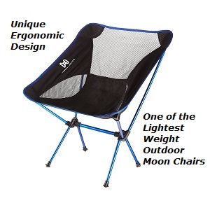 Best Lightweight camp chair - Moon Lence Ultra lightweight Portable Aluminum Folding Moon Camping Chairs that fits in a backpack and are compact with Carry Bag.