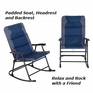 Folding Padded Camping Outdoor Rocking Chair Set by Outsunny.
