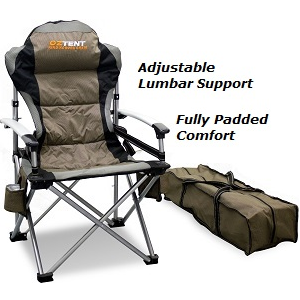 Oztent King Kokoda Portable Outdoor Adjustable Lumbar Support High Back Design Folding Camp Chair.