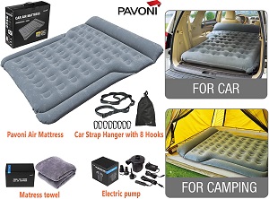 PAVONI Car Inflatable Bed Travel Camping Air Mattress for Sleeping in Car Backseat.