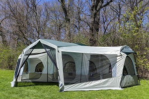 3 Season, 3 Room Outdoor Camping Tent plus Screened Porch by tahoe Gear.