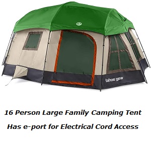 Tahoe Gear Ozark 3-Season 16 Person Large Family Cabin Tent with Tall Center Height.