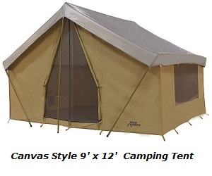 Trek Tents 245C Family Canvas Cabin 9 x 12 Heavy Duty 7 Person Tent with Rain Fly Cover.