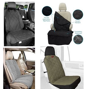 Dog bucket seat covers for front car seats.