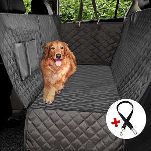 Extra Large Dog Car Seat Cover for SUVs, Large Trucks with Seat Belt holes thru Velcro Openings.