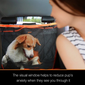iBuddy Car Seat Covers for Dogs with Seat Belt Holes and Mesh View Window for Viewing and Ventilation.