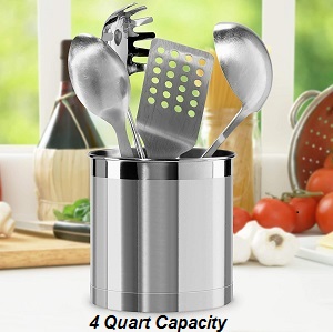 Utensil Holder for Kitchen Countertop. Oggi Jumbo Stainless Steel Untensil Holder for Kitchen Counter. This is a large utensil storage container for you to hold all the cooking utensils that you use most frequently. Keep your most used cooking utensils close at hand.
