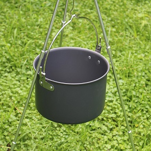 Durable, rust resistant 5 quart portable outdoor cooking pot for camping, hiking.