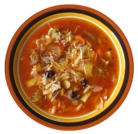 Tasty Minestrone Soup in Bowl made in 20 quart stock pot.