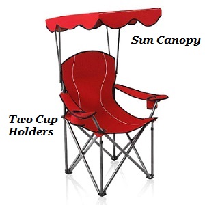 Alpha Camp Shade Canopy Folding Chair for Camping, Red.