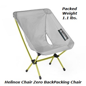 Ultralight Helinox Chair Zero in Grey for Backpacking.
