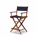 Telescope Casual Navy 24 Inch Counter Height Director Chair with Walnut Frame Finish.