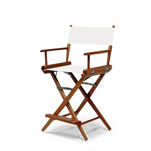 Counter Height Director Chair, White with Walnut Frame Finish - 24 inch high.