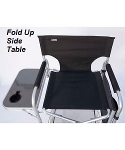 Earth Products Tall Excutive VIP Directors Chair with Side Table, Dual Pocket Side Storage and Carrying Bag. Great artist outdoor folding chair, vendor folding chair, outdoor folding chair for elderly or tall people.