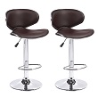 Adjustable Counter Height Leather Bar Stools, Brown.