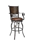 Big and Tall Copper Stamped Back Barstool with Arms by Powell Company.