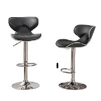 Roundhill Furniture Masaccio Cushioned Grey Leatherette Upholstery Counter Height Stools.