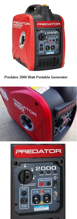 2000 Watt Predator 2000 Inverter Portable Generator for Sump Pumps, Camping, Tailgating, Home Emergencies.