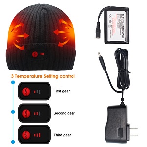 Battery operated heated beanie hat. Enjoy a warm head when you wear this heated hat on those frosty cold winter days.