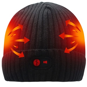 Svpro warm winter heated hat. Black pinstrip battery heated beanie hat.
