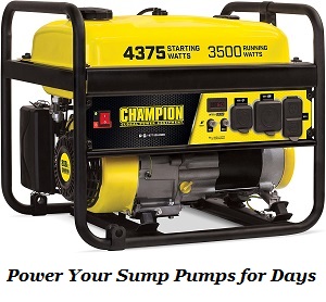 嵐の間にあなたのサンプポンプに電力を供給するための小型発電機。あなたの排水ポンプが停電中に作業を終了したときに水の損傷があなたの家を台無しにさせてはいけません。