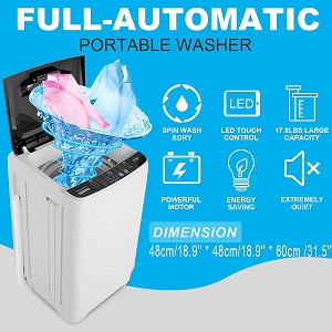 Nictemaw washing machine for small spaces.  Full Automatic System - Set the washing / spinning program and then this apartment size washing machine can work alone to wash your clothes clean. No more lugging a load to the laundy mat just to have clean clothes.