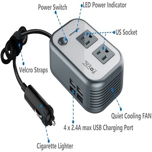Power Inverter for car, truck to power laptop while on the go. 12v to 110v inverter for car, truck to charge 110v devices while traveling.