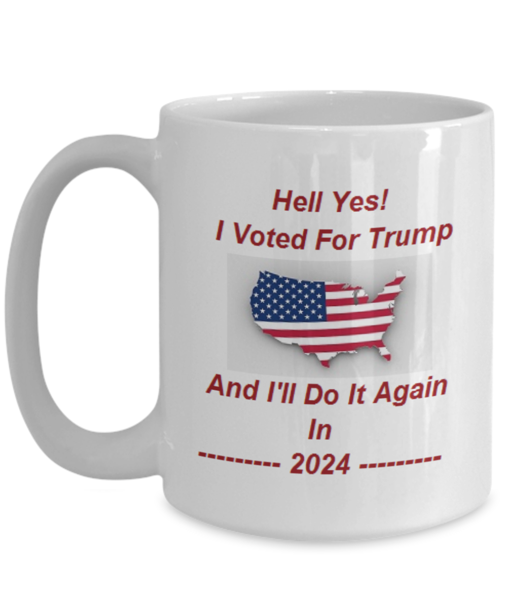 Donald Trump Mug for those supporters just waiting on 2024. Ceramic 15 oz. coffee mug for Trump Supporters to be able to show their support for him during these troublesome times. Our country needs Trump and Trump needs his supporters. Show him you are with him.
