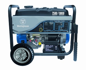 Westinghouse Portable Gas Generator 7500 Running Watts with electric start.