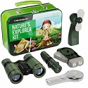 Natures Explorer Kit with Binoculars, Magnifying Glass, Flashlight, Compass, Carrying Case for Kids.