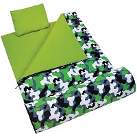 Green Camouflage Wildkin Sleeping Bag for Kids.
