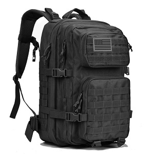 Reebow Gear Military Tactical Backpack Large Black 3 Day Assault MOLLE Backpack for Backpacking.